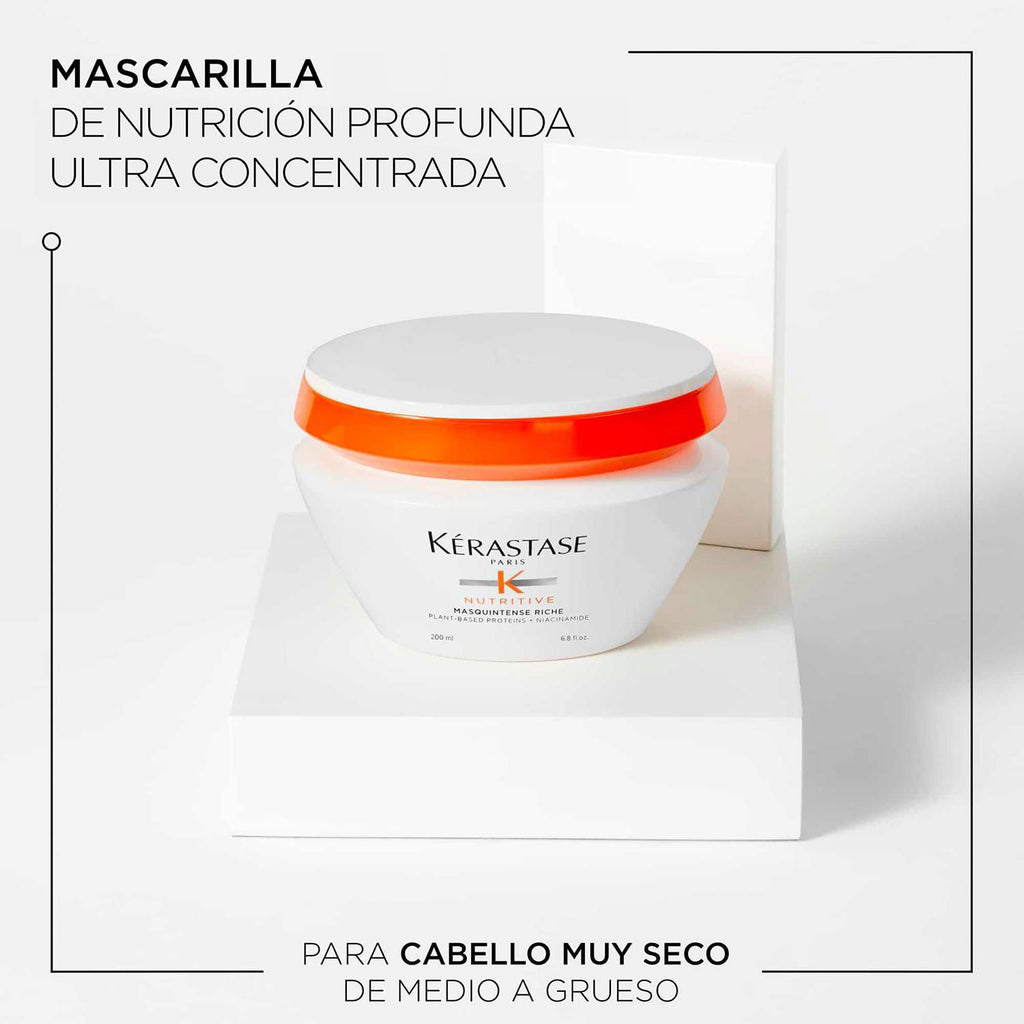 Mascarilla Masquintense Riche De Nutrición Profunda Kérastase Nutritive Para Cabello Seco 200ml